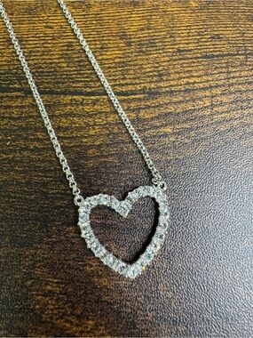 Silver Heart Crystal Pendant Necklace - Women Costume Jewelry
